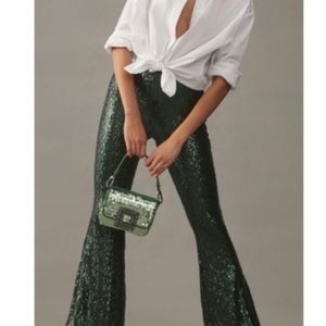 Brand new Anthropologie size 4 sequin green pants